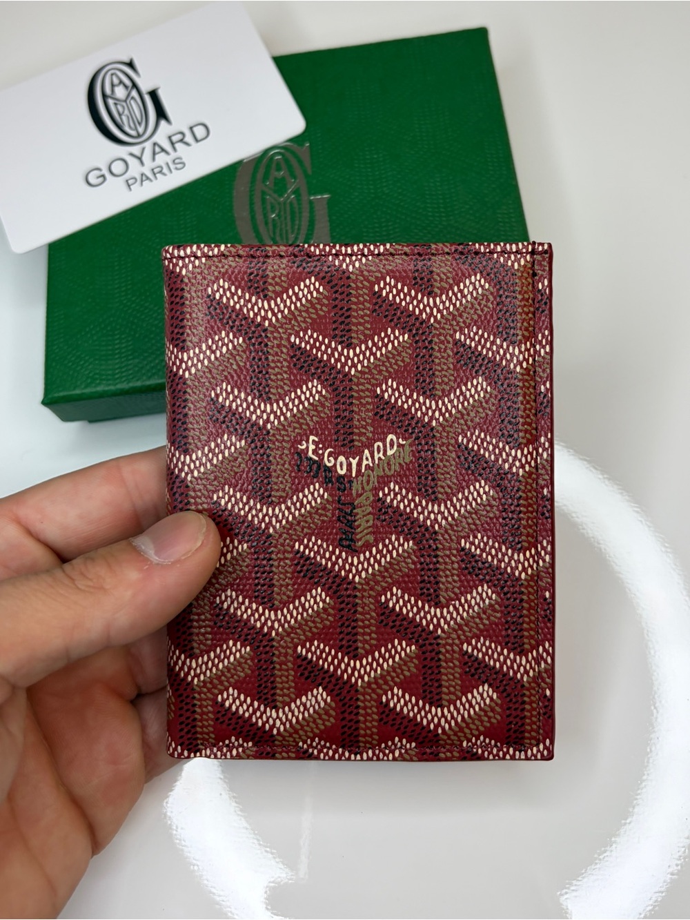Mens Original Genuine Leather Maroon Canvas Card Holder